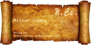 Mitter Csaba névjegykártya